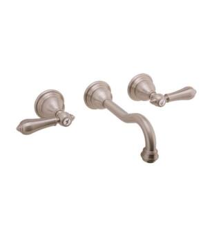 Graff G-2530-LM34-SN Nantucket 7 1/2" Double Handle Wall Mount Widespread Bathroom Sink Faucet in Satin Nickel