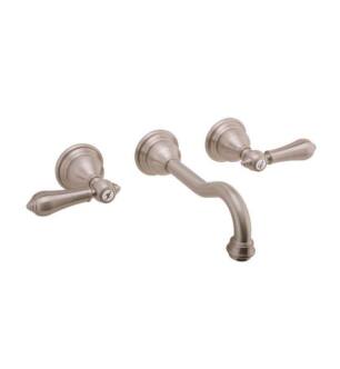 Graff G-2530-LM34-SN-T Nantucket 7 1/2" Double Handle Wall Mount Widespread Bathroom Sink Faucet in Satin Nickel - Trim Only