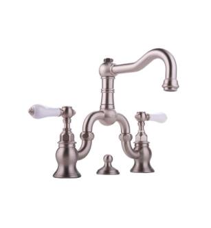 Graff G-3800-LC1-SN Canterbury 6 3/8" Double Handle Widespread Bridge Bathroom Sink Faucet in Satin Nickel