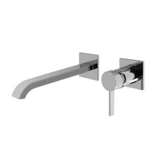 Graff G-6236-LM39W-PC-T Qubic Tre 9 1/4" Single Handle Wall Mount Widespread Bathroom Sink Faucet in Chrome - Trim Only