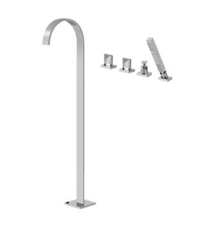Graff G-1853-C14B-PC Sade 41 1/8" Floor Mounted Tub Filler with Deck Mounted Handshower and Diverter in Chrome