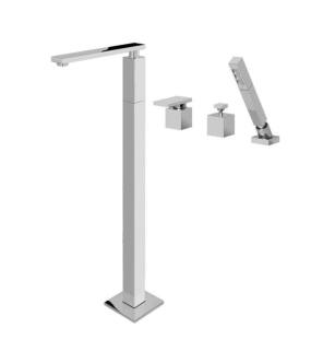 Graff G-3753-LM31-PC Solar 37 1/2" Floor Mounted Tub Filler with Deck Mounted Handshower and Diverter in Chrome