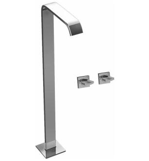 Graff G-3652-C14U-PC Targa 38" Floor Mounted Tub Filler with Wall Mount Handles in Chrome