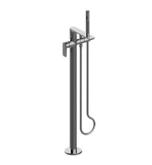 Graff G-6354-LM59N-PC Sento 34 3/8" Floor Mounted Tub Filler with Single LM59N Lever Handle and Handshower in Chrome