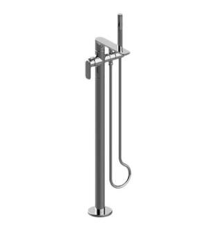 Graff G-6354-LM58N-PC Sento 34 3/8" Floor Mounted Tub Filler with Single LM58N Lever Handle and Handshower in Chrome