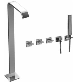 Graff G-3653-C14U-PC Targa 38" Floor Mounted Tub Filler with Wall Mount Handshower and Diverter in Chrome