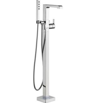 Delta T4767FL Ara 42 3/8" Single Handle Floor Mount Tub Filler with Hand Shower
