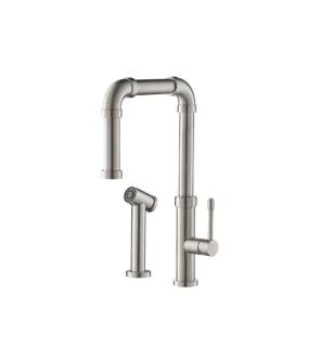 Flusso K.1500SS Tanz Stainless Steel Kitchen Faucet With Side Sprayer in Stainless Steel