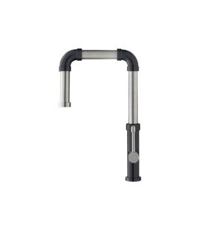 Flusso K.1500GMG Tanz Stainless Steel Kitchen Faucet With Side Sprayer in Gun Metal Gray