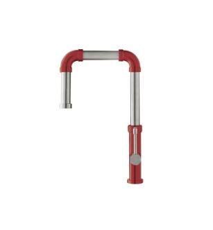Flusso K.1500CR Tanz Stainless Steel Kitchen Faucet With Side Sprayer in Crimson