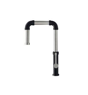 Flusso K.1500GB Tanz Stainless Steel Kitchen Faucet With Side Sprayer in Gloss Black