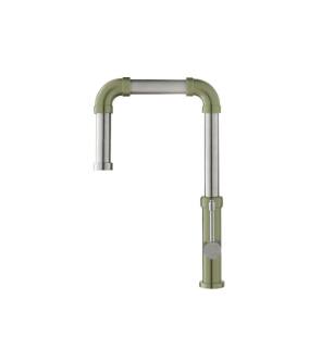 Flusso K.1500AG Tanz Stainless Steel Kitchen Faucet With Side Sprayer in Army Green