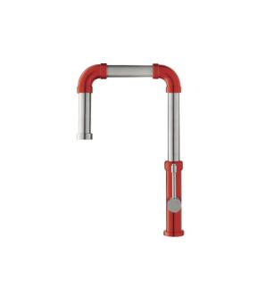 Flusso K.1500DR Tanz Stainless Steel Kitchen Faucet With Side Sprayer in Deep Red