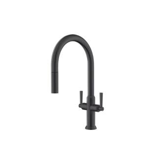 Flusso K.1800GMG Velox Dual Spray Stainless Steel Two Handle Kitchen Faucet With Pull Out in Gun Metal Gray