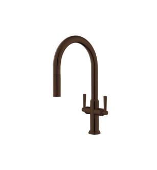 Flusso K.1800VB Velox Dual Spray Stainless Steel Two Handle Kitchen Faucet With Pull Out in Vortex Brown