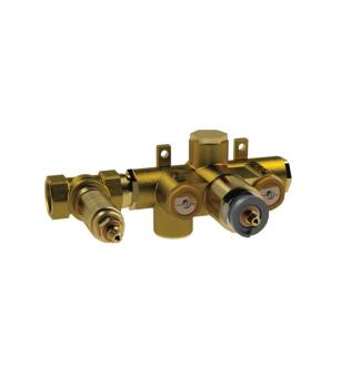 Flusso TVH.2693 3/4" Thermostatic Valve With 1 Output in Rough Brass
