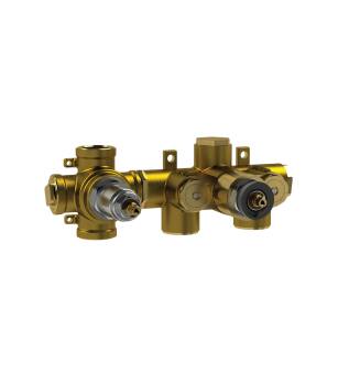 Isenberg TVH.2717F 3/4" Thermostatic Valve With 2 Outputs in Rough Brass