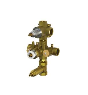 Flusso TVH.4501 3/4" Thermostatic Valve With 3 Outputs in Rough Brass