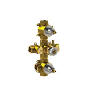 Flusso TVH.4801 3/4" Thermostatic Valve With 4 Outputs in Rough Brass