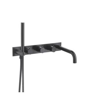 Flusso 100.2691TMB Wall Mount Tub Filler Trim With Hand Shower in Matte Black