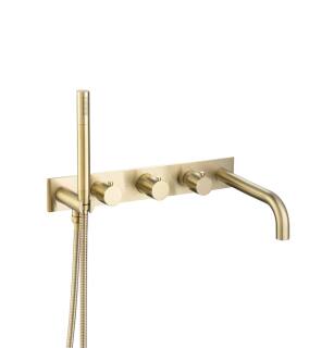 Isenberg 100.2691TSB Wall Mount Tub Filler Trim With Hand Shower in Satin Brass PVD