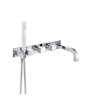 Flusso 160.2691TCP Trim For Wall Mount Tub Filler With Hand Shower in Chrome
