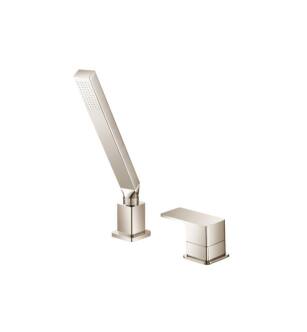 Flusso 196.1280PN Deck Diverter With Holder And Hose in Polished Nickel PVD