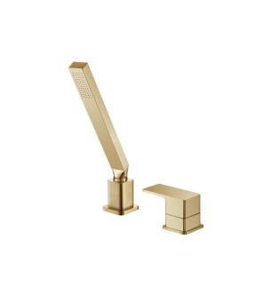 Flusso 196.1280SB Deck Diverter With Holder And Hose in Satin Brass PVD