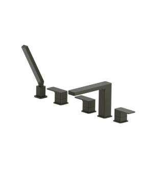 Flusso 196.2420GMG Five Hole Deck Mounted Roman Tub Faucet With Hand Shower in Gun Metal Gray
