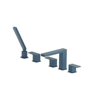 Flusso 196.2420BP Five Hole Deck Mounted Roman Tub Faucet With Hand Shower in Blue Platinum
