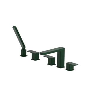 Flusso 196.2420LG Five Hole Deck Mounted Roman Tub Faucet With Hand Shower in Leaf Green