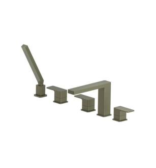 Isenberg 196.2420AG Five Hole Deck Mounted Roman Tub Faucet With Hand Shower in Army Green