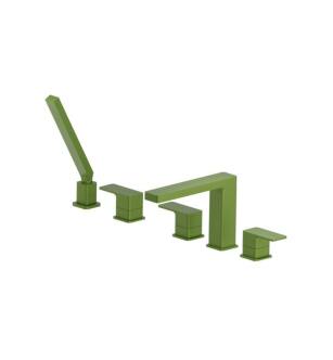 Flusso 196.2420IG Five Hole Deck Mounted Roman Tub Faucet With Hand Shower in Flusso Green