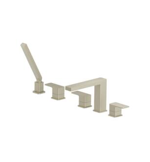 Flusso 196.2420LT Five Hole Deck Mounted Roman Tub Faucet With Hand Shower in Light Tan