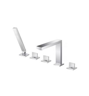 Flusso 160.2420CP Five Hole Deck Mounted Roman Tub Faucet With Hand Shower in Chrome