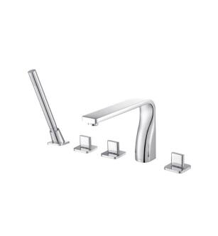 Flusso 260.2420CP Five Hole Deck Mounted Roman Tub Faucet With Hand Shower in Chrome