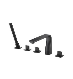 Flusso 260.2420MB Five Hole Deck Mounted Roman Tub Faucet With Hand Shower in Matte Black