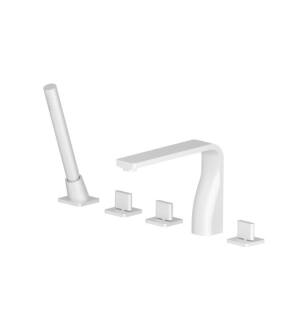 Flusso 260.2420GW Five Hole Deck Mounted Roman Tub Faucet With Hand Shower in Gloss White