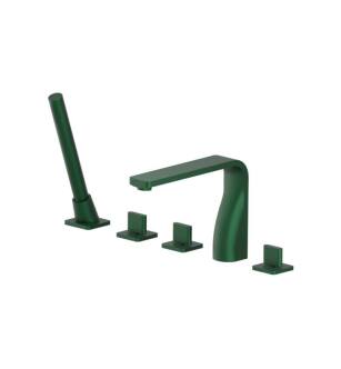 Flusso 260.2420LG Five Hole Deck Mounted Roman Tub Faucet With Hand Shower in Leaf Green