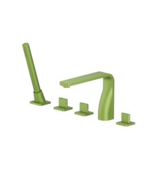 Flusso 260.2420IG Five Hole Deck Mounted Roman Tub Faucet With Hand Shower in Flusso Green