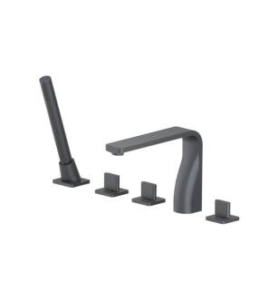 Flusso 260.2420RG Five Hole Deck Mounted Roman Tub Faucet With Hand Shower in Rock Gray