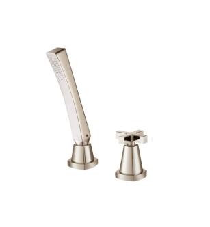 Flusso 240.1280PN Deck Diverter With Holder And Hose in Polished Nickel PVD
