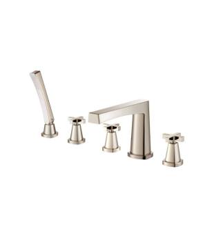 Flusso 240.2420PN Five Hole Deck Mounted Roman Tub Faucet With Hand Shower in Polished Nickel PVD