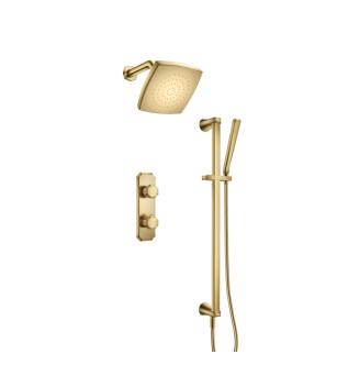 Iseneberg 230.7350SB Two Output Shower Set With Shower Head, Hand Held And Slide Bar in Satin Brass PVD