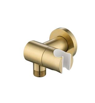 Isenberg HS8027SB Wall Elbow With Holder Combo With Adjustable Angle in Satin Brass PVD