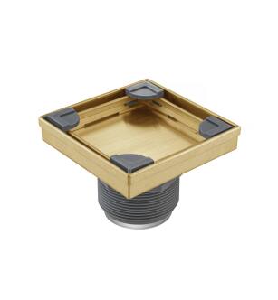 Isenberg 10.SQD.0404SB 4" Tile Insert Floor Drain with 2" Outlet in Satin Brass PVD