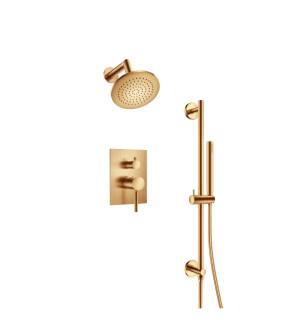Isenberg 100.3400BB Serie 100 Two Output Shower Set With Shower Head, Hand Held And Slide Bar in Brushed Bronze PVD