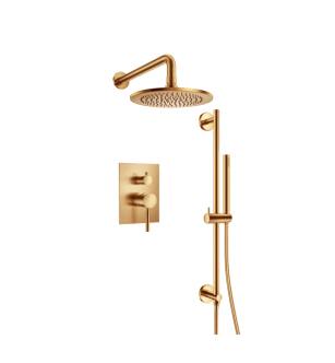 Flusso 100.3450BB Serie 100 Two Output Shower Set With Shower Head, Hand Held And Slide Bar in Brushed Bronze PVD