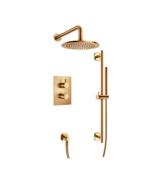 Flusso 100.7100BB Serie 100 Two Output Shower Set With Shower Head, Hand Held And Slide Bar in Brushed Bronze PVD