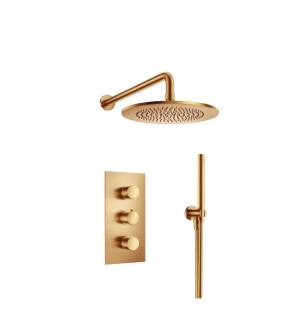 Flusso 100.7150BB Serie 100 Two Output Shower Set With Shower Head And Hand Held in Brushed Bronze PVD